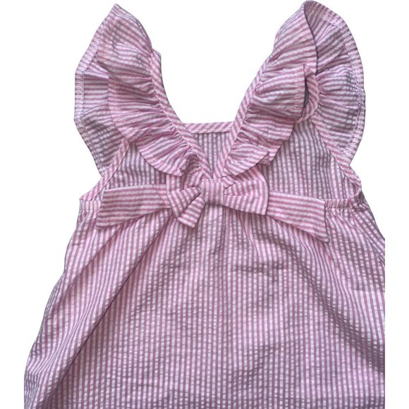 Mud Pie 12-18m NWOT pink seersucker Easter Bunny Rabbit applique floral flutter - Picture 3 of 3